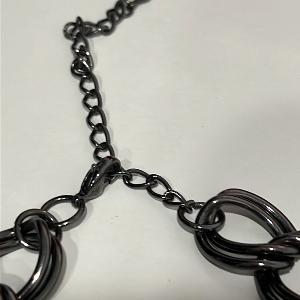 Chunky Necklace Black Enamel Multi Strand - Picture 4 of 5